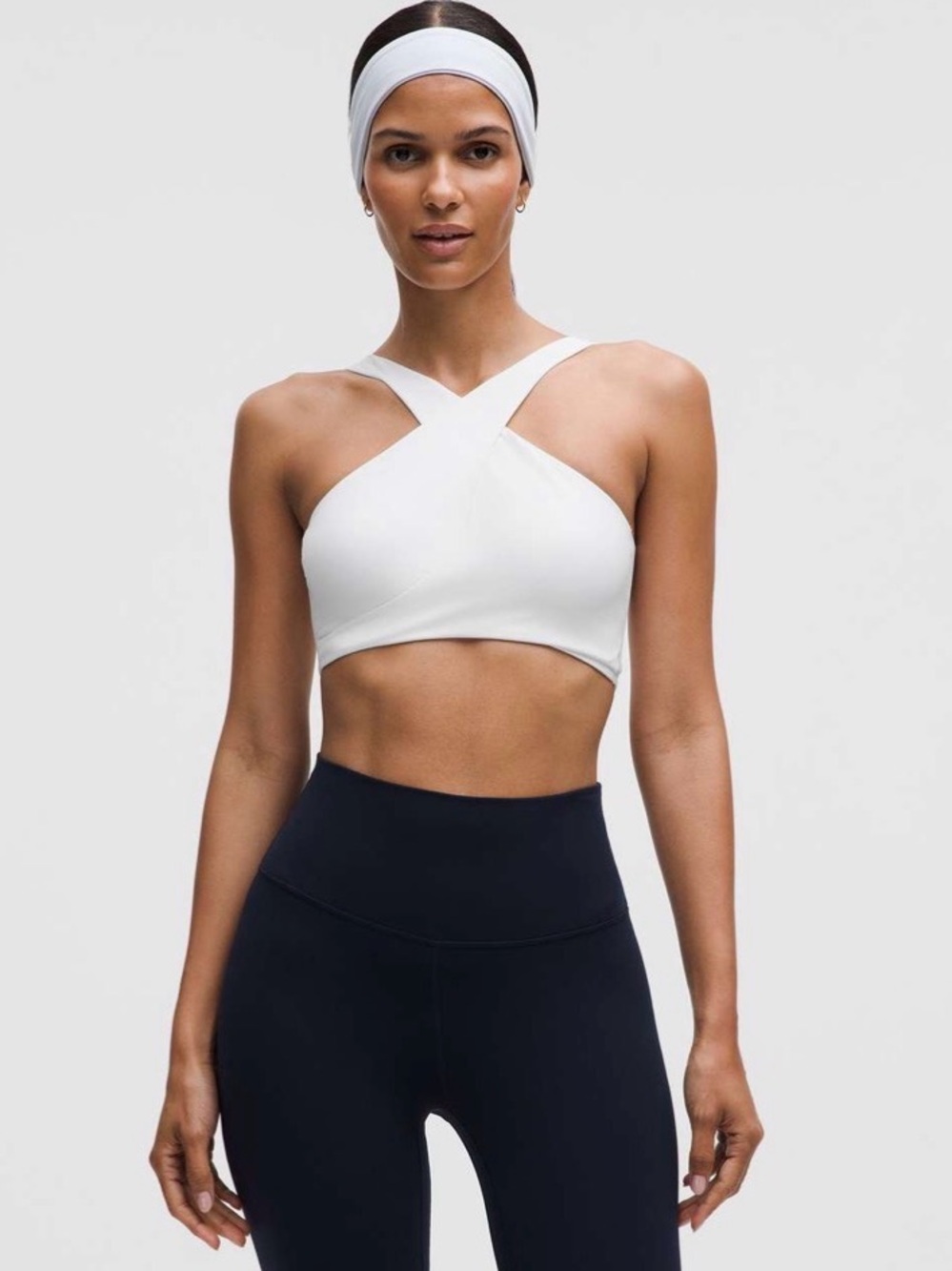 Lululemon Athletica White Cream Cross-Back Reversible Soft Stretchy Sports Bra
